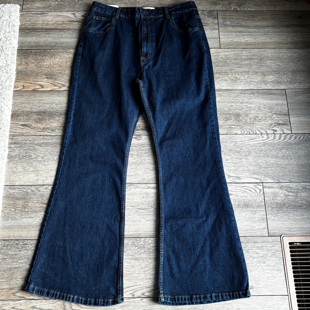 NWT Cotton On Original Flare Jeans Denim Dark Blue Sz 14